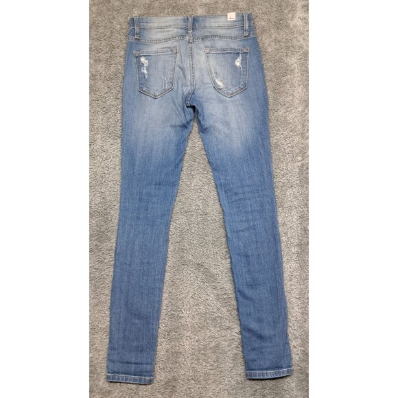 Kancan Jeans Womens Sz 25 Skinny Ankle Denim Blue Stretch Distressed Whiskers - Picture 7 of 10